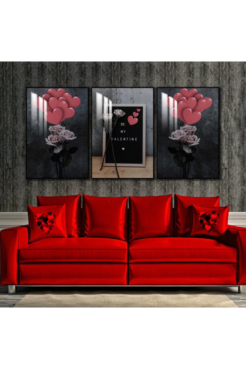 ماركتنا ثلاث لوحات جدارية خشبية بإطار وطبقة أكريليك شفافة - Image 1