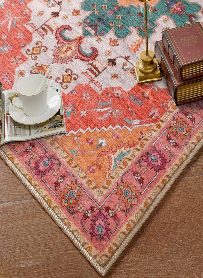 Ciicool Washable Vintage Area Rug, 2x3ft Small Boho Rug, Ultra Soft Rugs for Entryway, Non-Slip Entry Rugs Oriental Low-Pile Indoor Mat Floor Carpet for Entrance Bedroom Kitchen Bathroom Foyer Decor - Image 4