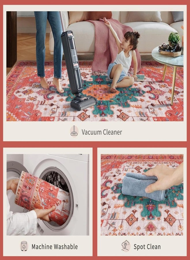 Ciicool Washable Vintage Area Rug, 2x3ft Small Boho Rug, Ultra Soft Rugs for Entryway, Non-Slip Entry Rugs Oriental Low-Pile Indoor Mat Floor Carpet for Entrance Bedroom Kitchen Bathroom Foyer Decor - Image 5