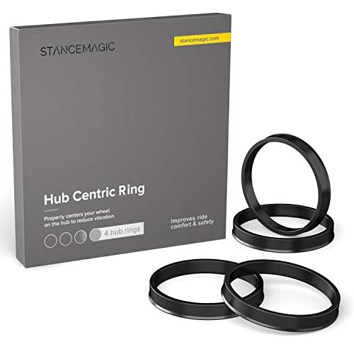 StanceMagic Hubcentric Rings (Pack of 4) - 66.1mm ID to 73.1mm OD - Black Poly Carbon Plastic Hubrings Hub - For 66.1mm Vehicle Hubs and 73.1mm Wheel Centerbore - Compatible with Nissan and Infiniti - Image 1