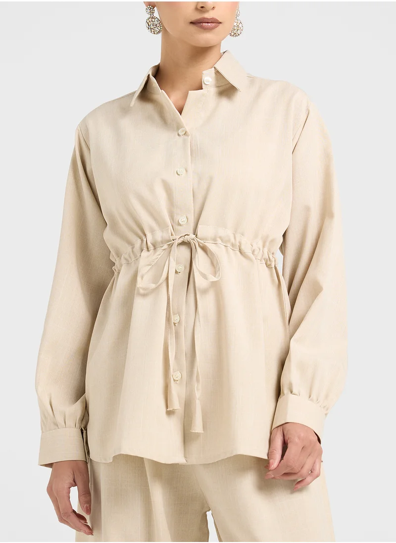 hayas closet Button Down Drawstring Blouse & Pants Set