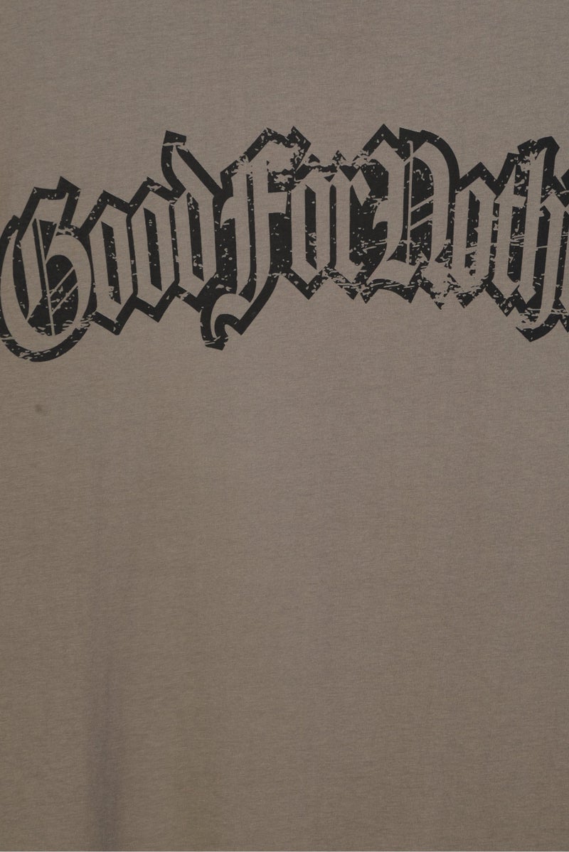 GOOD FOR NOTHING Men Crew Neck Short Sleeve Graphic Print T-Shirt, Taupe - Image 5