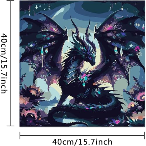 Ekuxom Dragon Paint by Numbers Kit for Adults Beginner Black Dragon Adults PaintbyNumber Kits Easy Paint by Number Oil Painting Kit Acrylic On Canvas for Gifts Wall Decor 16x16 Inch - Image 3
