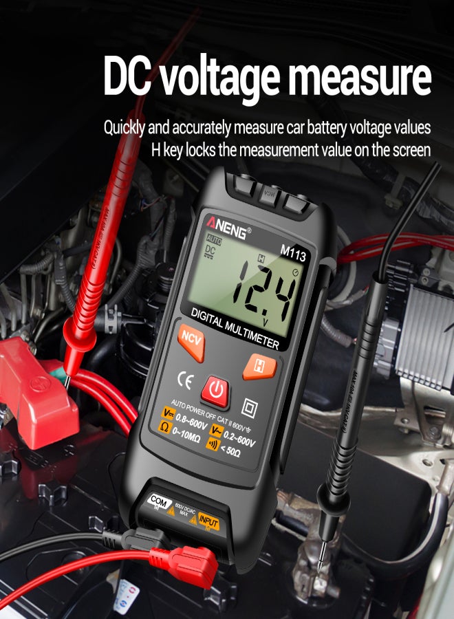 ANENG M113 Digital Mini Multimeter Tester Intelligent AC/DC Voltage Meter 1999 Counts LCD Voltage Resistance Meter Tester with NCV Data Hold Auto Ranging for Line On/Off Detection - Image 3