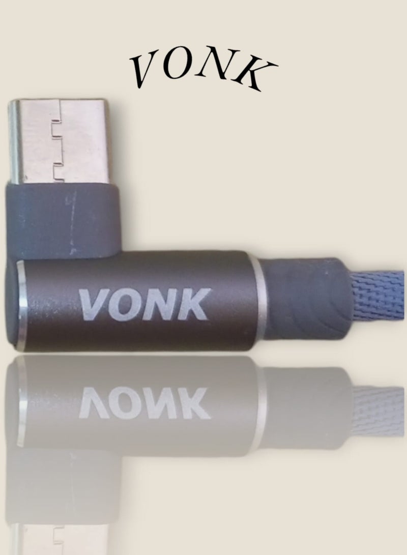 فونك VONK V-B01 Quick Charge Data Cable TYPE-C-USB شاحن الهاتف المحمول USB 2A كابل شحن سريع - رمادي - Image 2