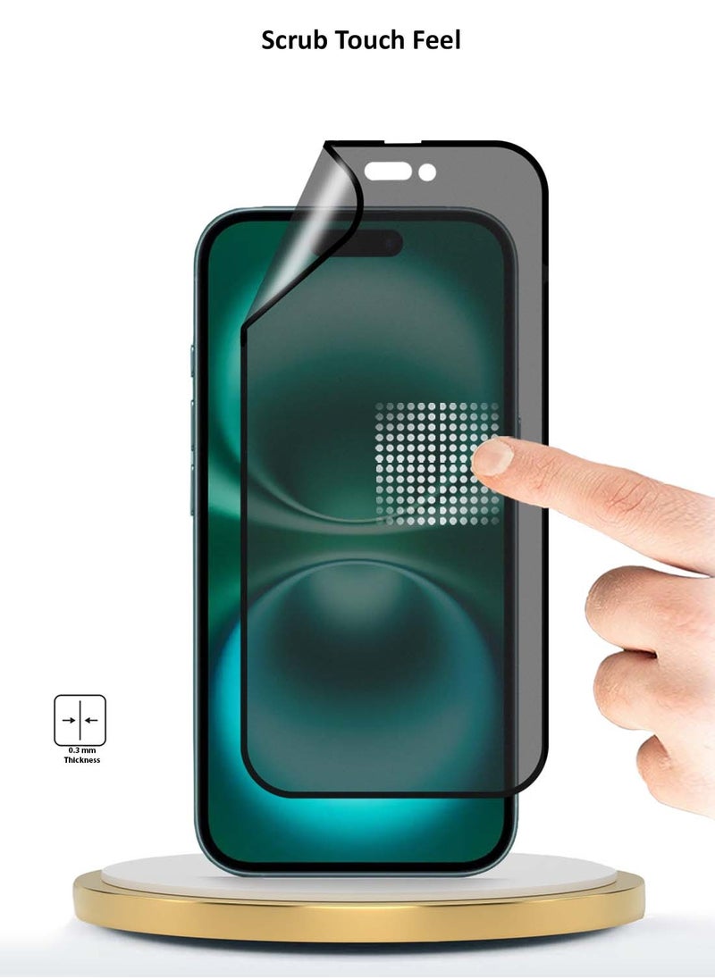 Wtech Apple iPhone 15 2023 Nano Ceramic Privacy Full Glue Full Cover Matte Flexible Screen Protector (MSCNMP) - Clear/Black  - Image 2