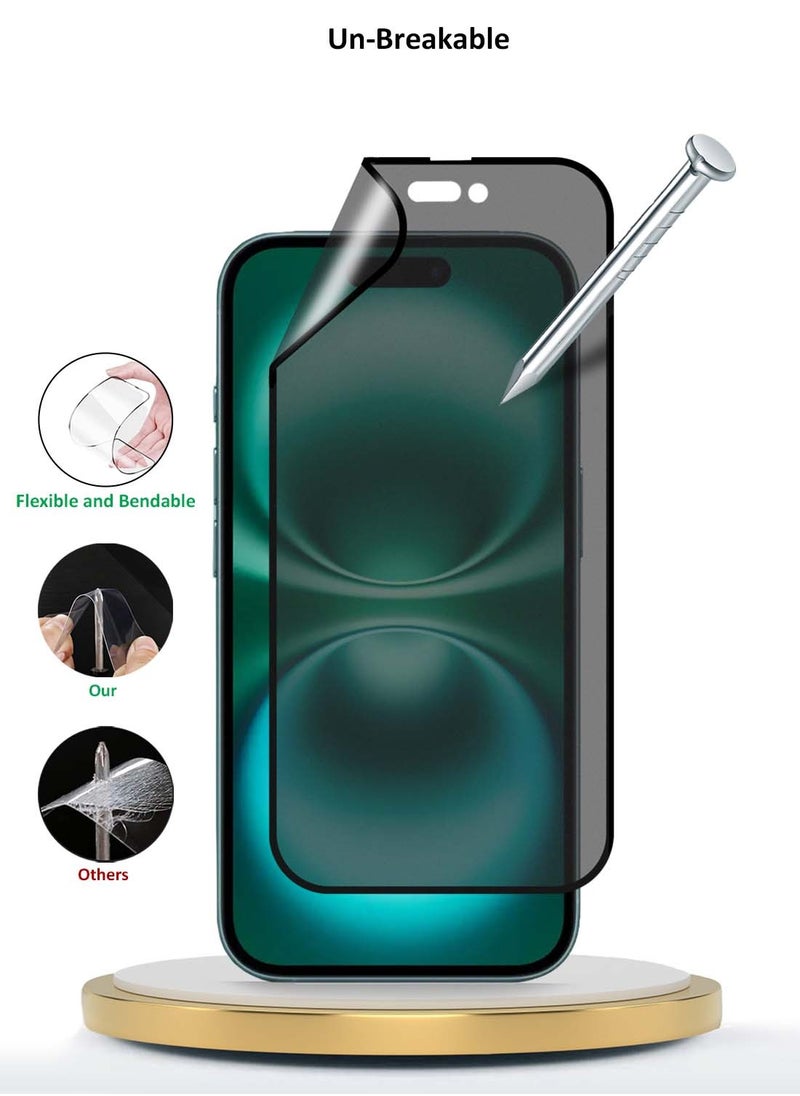 Wtech Apple iPhone 15 2023 Nano Ceramic Privacy Full Glue Full Cover Matte Flexible Screen Protector (MSCNMP) - Clear/Black  - Image 3