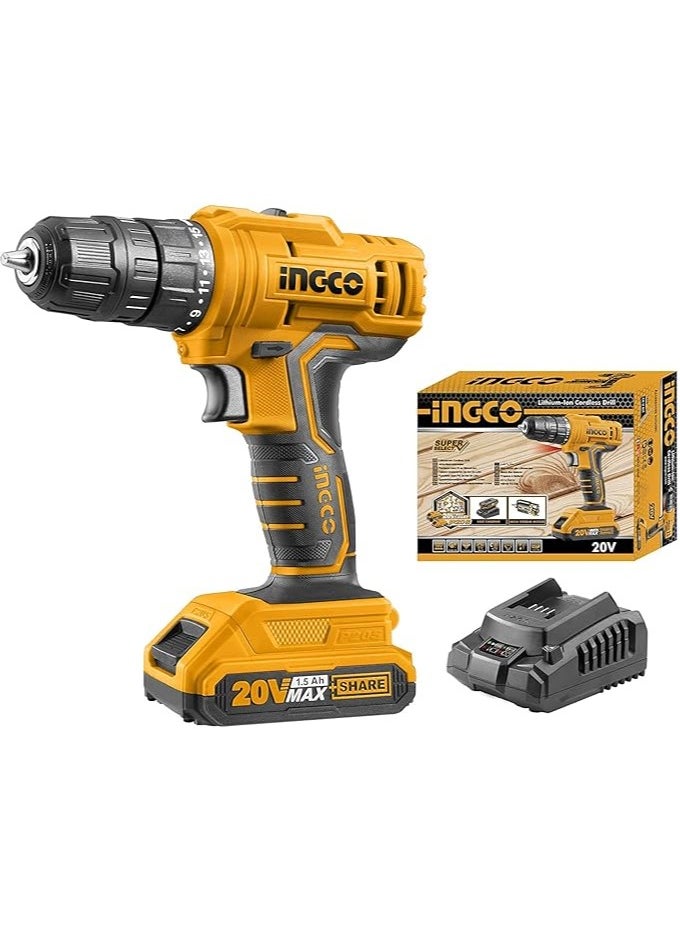 INGCO Ingco Ingco CDLI20028 Lithium-Ion Cordless Drill, Multicolour  - Image 1