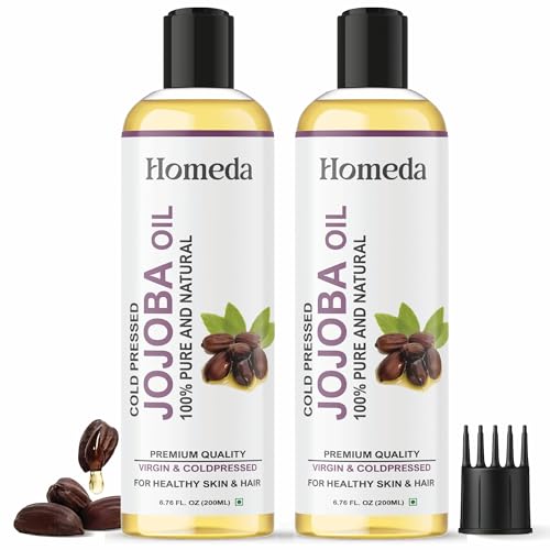 Homeda Cold Pressed Jojoba Oil for Hair Growth, Face Glow, Skin (400 ml) 100% Pure, Organic, Virgin & Unrefined - Image 1