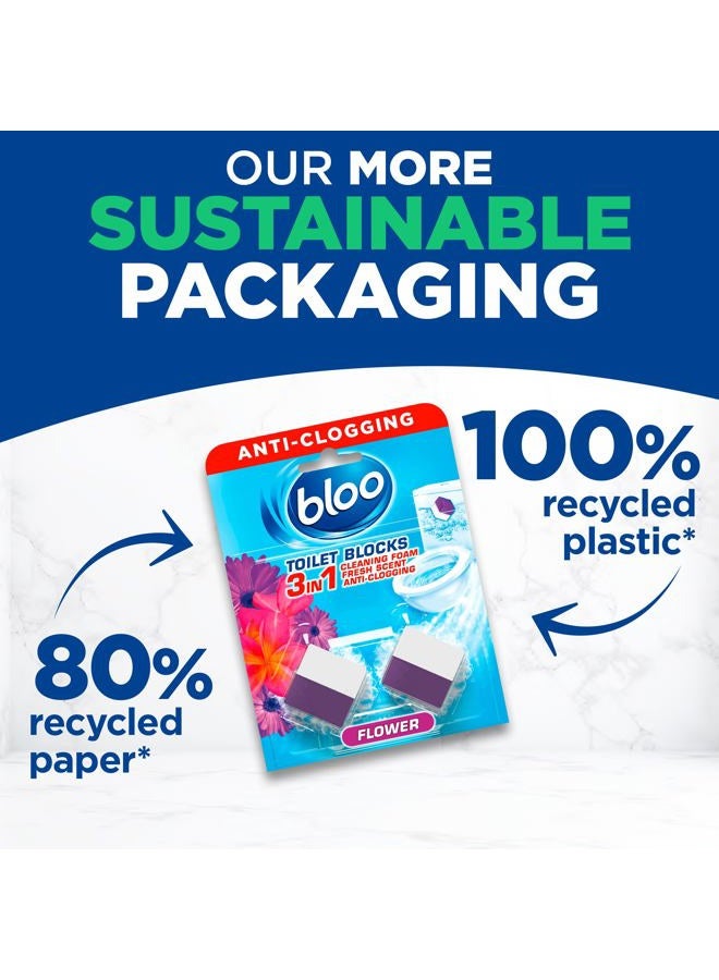 bloo New Bloo Toilet Blocks, Pack of 2, Limescale Remover Cistern, Cleaner with Cleaning and Foaming Action, Fresheners – Fresh Flowers - Image 5