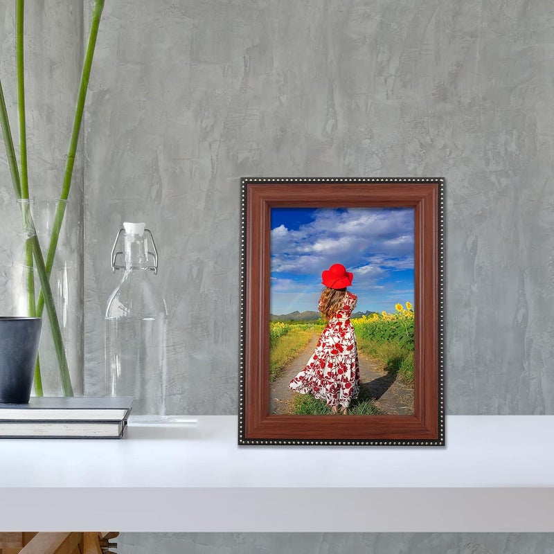 Lawrence Frames 198757 Walnut Wood 5x7 Picture Frame with Gold Bead Design - Image 2