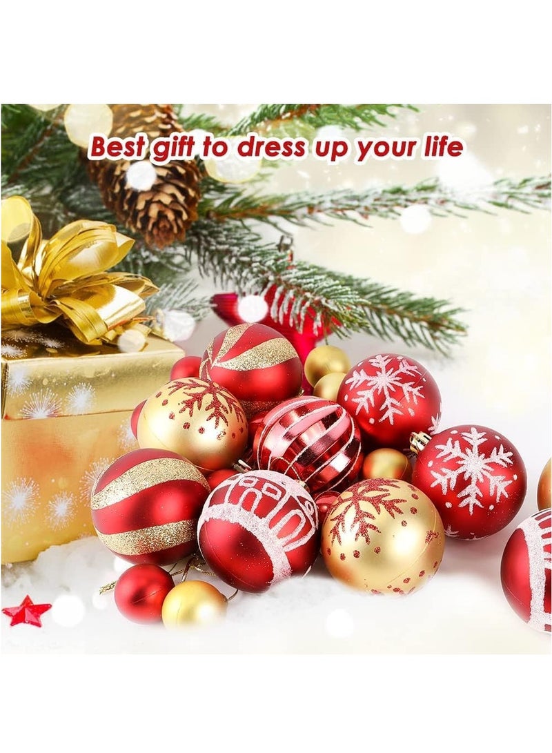 مجموعة زينة كرات الكريسماس مكونة من 44 قطعة، زينة شجرة الكريسماس الملونة المقاومة للكسر، كرات بلاستيكية لشجرة الكريسماس، كرات إسفنجية لحفلات الكريسماس وديكورات رأس السنة الجديدة، أحمر + ذهبي - Image 5