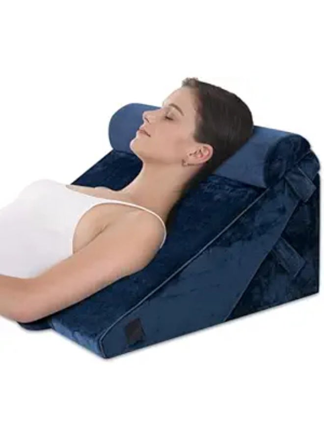 وسادة إسفين للنوم – وسادة فوم ميموري قابلة للتعديل لتخفيف الحموضة وارتجاع المريء، دعم الأرجل والظهر، ودعم الحمل - Image 1