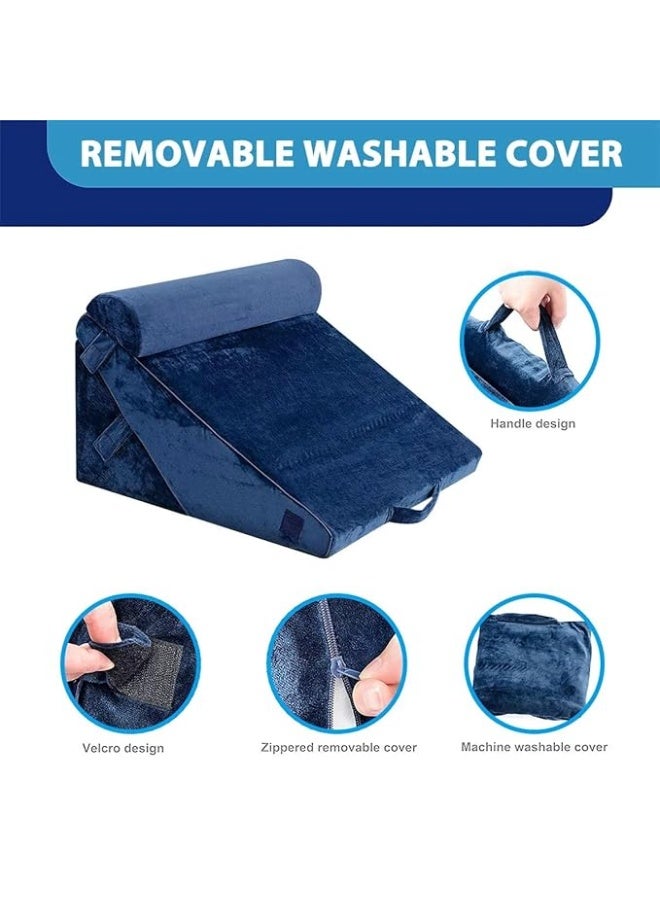 وسادة إسفين للنوم – وسادة فوم ميموري قابلة للتعديل لتخفيف الحموضة وارتجاع المريء، دعم الأرجل والظهر، ودعم الحمل - Image 4