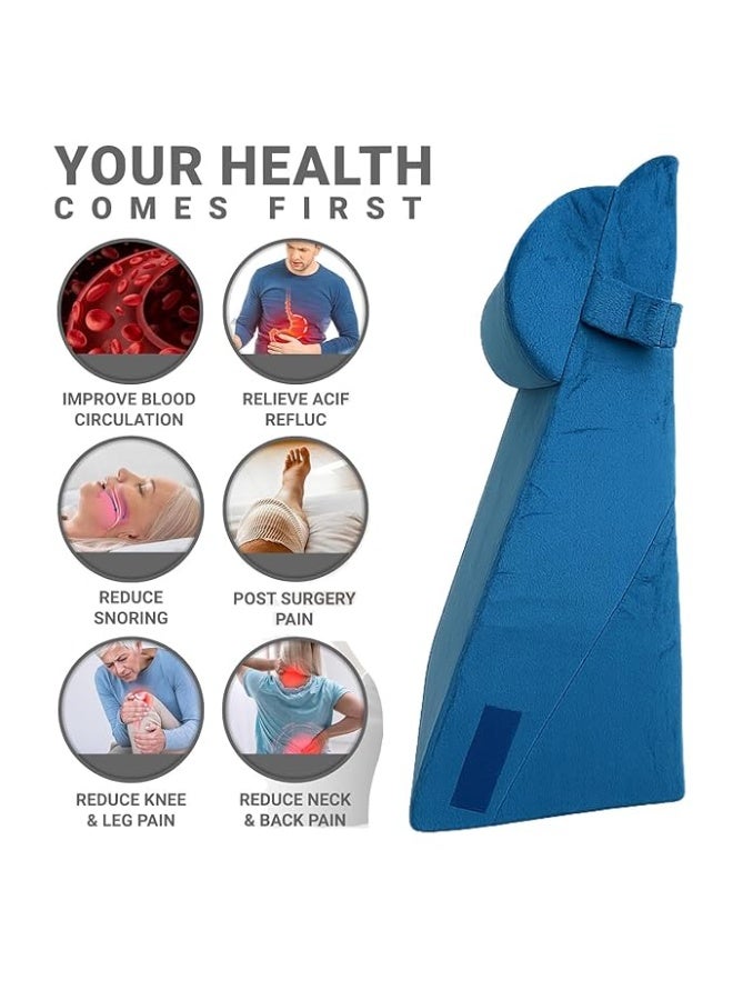 وسادة إسفين للنوم – وسادة فوم ميموري قابلة للتعديل لتخفيف الحموضة وارتجاع المريء، دعم الأرجل والظهر، ودعم الحمل - Image 5