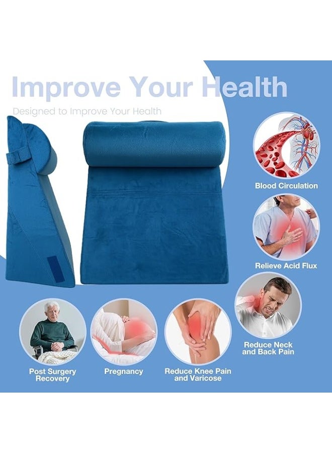 وسادة إسفين للنوم – وسادة فوم ميموري قابلة للتعديل لتخفيف الحموضة وارتجاع المريء، دعم الأرجل والظهر، ودعم الحمل - Image 3