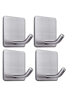 Excefore Heavy Duty Adhesive Hooks Towel Hook Stick on Hooks Wall Hangers Waterproof Stainless Steel Sticky Hooks for Hanging Bathroom Kitchen Home 4 Packs  - Image 1