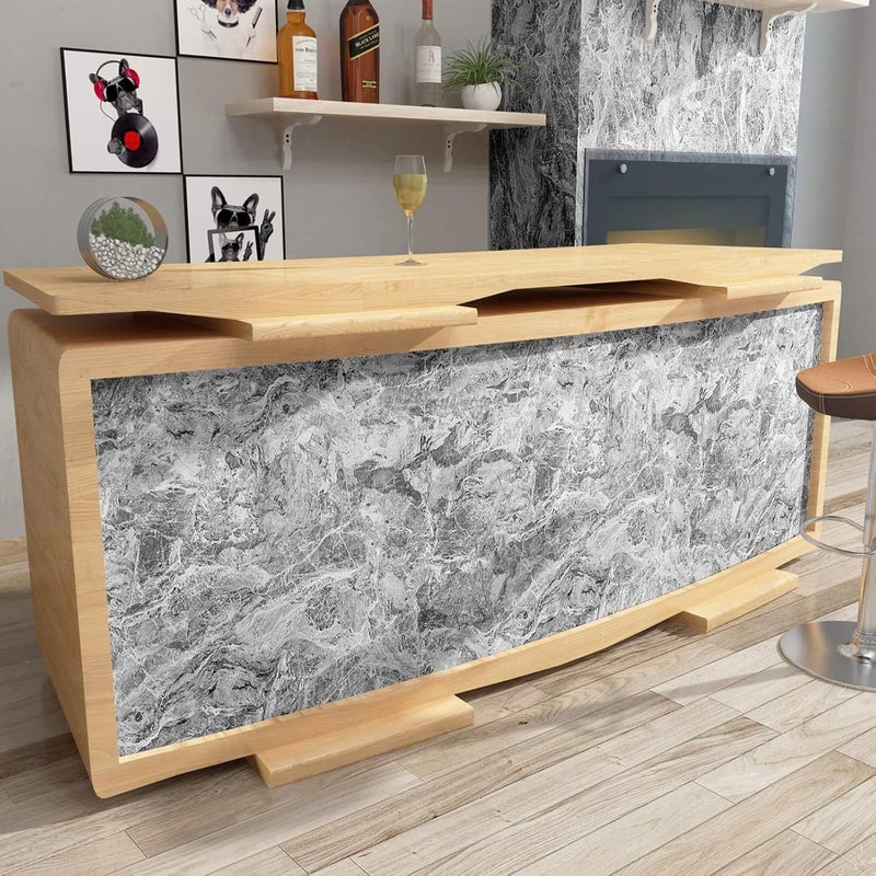 KASTWAVE Self-Adhesive Wallpaper, Gray Marble Contact Paper, Oilproof Waterproof Wallpaper for Kitchen Bathroom Peel and Stick Countertop Contact Paper PVC (Gray 15.7 in×196.8 in) - Image 5