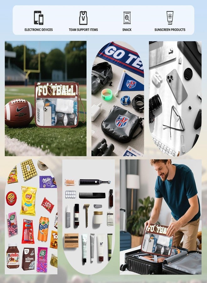 PPeen Baseball Gift Bags Baseballs Treat Bags Team Gifts Clear Chenille Letter Zipper Pouch Accessories Stuff Sport Portable Travel Case, Football, Medium - Image 5