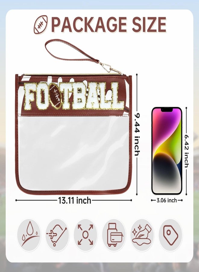 PPeen Baseball Gift Bags Baseballs Treat Bags Team Gifts Clear Chenille Letter Zipper Pouch Accessories Stuff Sport Portable Travel Case, Football, Medium - Image 3