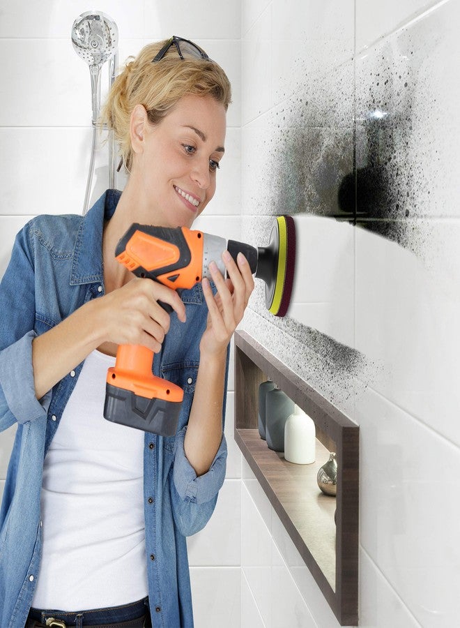 سكربيت وسادات تنظيف قوية لفرشاة الحفر من سكربيت - منظف قوي للأحواض والبلاط - مجموعة فرشاة تنظيف الحفر تتضمن ملحق الحفر، 3 وسادات تنظيف حمراء، و3 وسادات تنظيف صلبة خضراء - Image 2