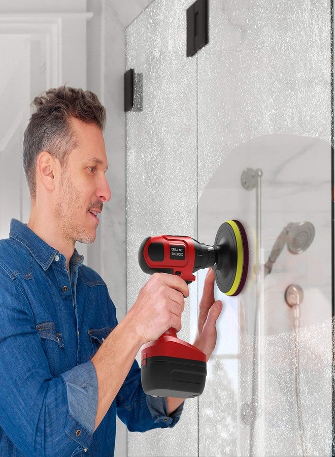 سكربيت وسادات تنظيف قوية لفرشاة الحفر من سكربيت - منظف قوي للأحواض والبلاط - مجموعة فرشاة تنظيف الحفر تتضمن ملحق الحفر، 3 وسادات تنظيف حمراء، و3 وسادات تنظيف صلبة خضراء - Image 4