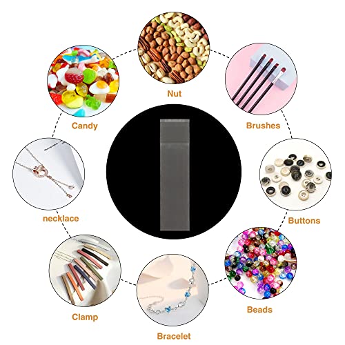 BornFeel Long Adhesive Cellophane Bags 300pcs 2'' x 6" Clear Resealable Cello Bags Plastic Self Sealing Bags 1mil for Candy Gifts Favors Pen Key Chain Jewelery Samples - Image 4