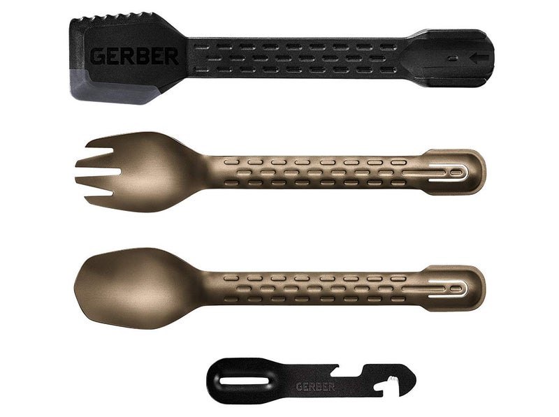 Gerber Gerber Gear ComplEAT Camping Utensils Set for Outdoor Cooking, Camping Cutlery with Fork, Spoon, Tongs, Spatula and Multi-Functional Tool, Burnt Bronze  - Image 1