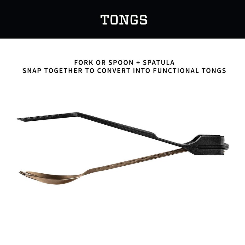 Gerber Gerber Gear ComplEAT Camping Utensils Set for Outdoor Cooking, Camping Cutlery with Fork, Spoon, Tongs, Spatula and Multi-Functional Tool, Burnt Bronze  - Image 2