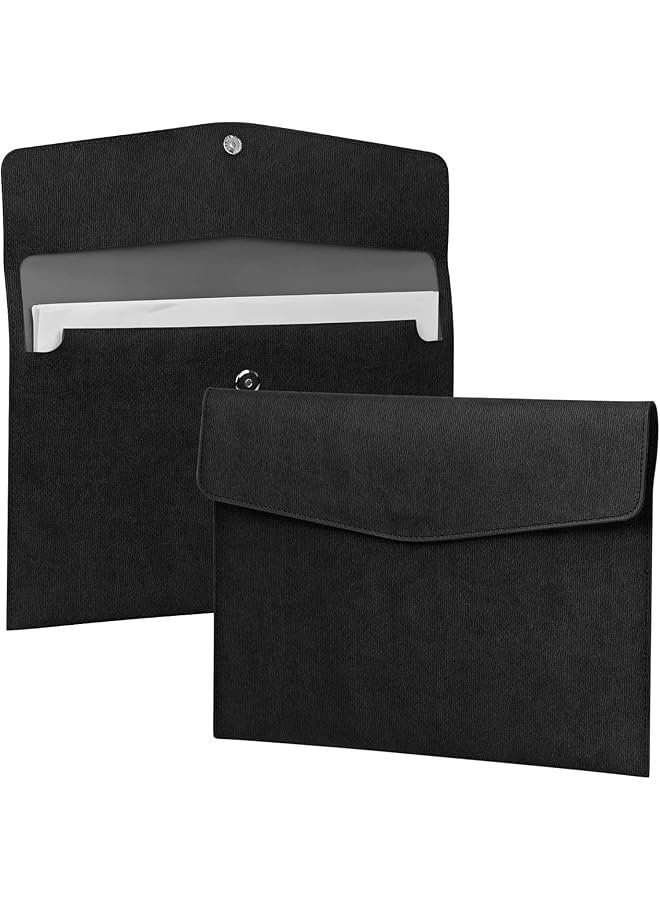 erorex Pu Leather A4 Document Holder File Organizer With Magnetic Snap Closure Black - Image 1