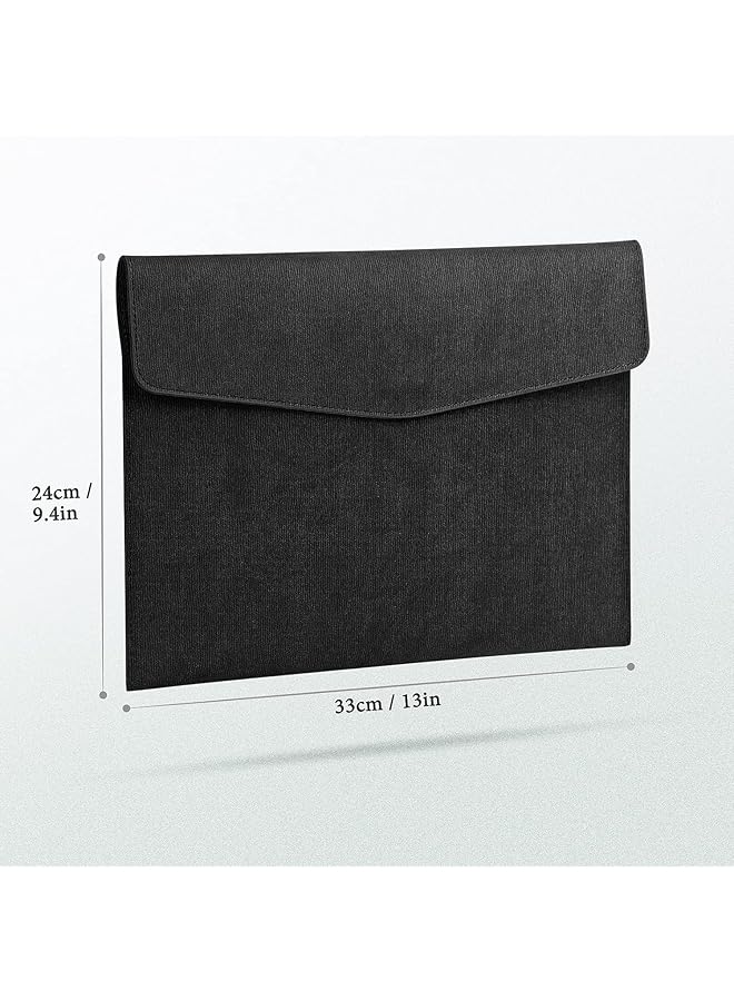 erorex Pu Leather A4 Document Holder File Organizer With Magnetic Snap Closure Black - Image 5