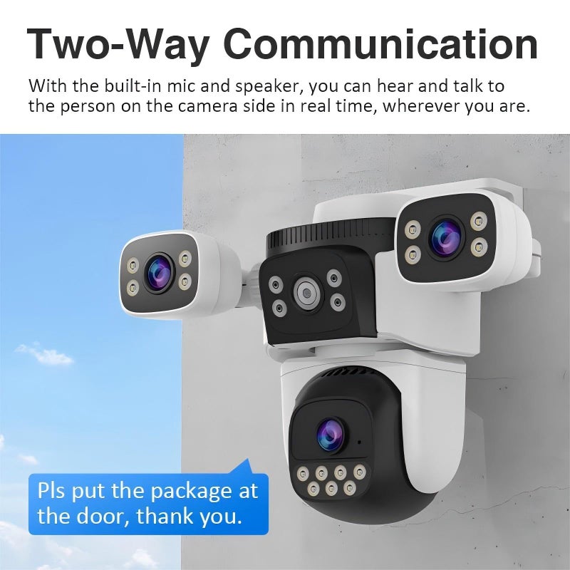 EVERSECU Triple Lens WiFi PTZ Security Camera, Three Cameras in One, Side Cameras with Adjustable All-Angle Arm, 2K 360Â° View No Blind Spot, Auto Tracking, Spotlight, 2 Way Audio - Image 5