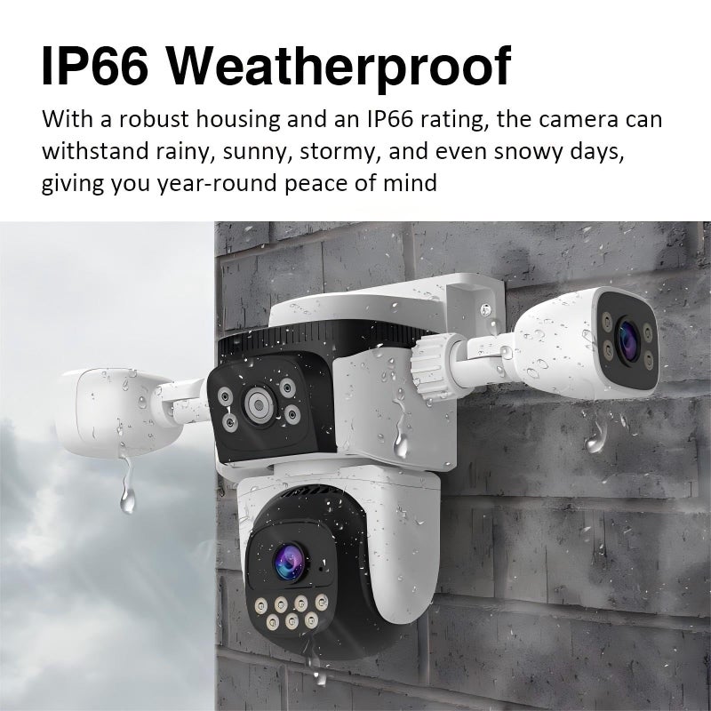 EVERSECU Triple Lens WiFi PTZ Security Camera, Three Cameras in One, Side Cameras with Adjustable All-Angle Arm, 2K 360Â° View No Blind Spot, Auto Tracking, Spotlight, 2 Way Audio - Image 3