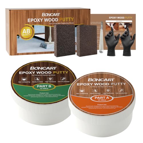 Boncart Epoxy Wood Putty, High Strength Filler Putty, Stainable 2-Part Epoxy Filler, 21.16 oz Structural Wood Repair Kit, Wooden Furniture Repair Kit for Damages (White) - Image 1