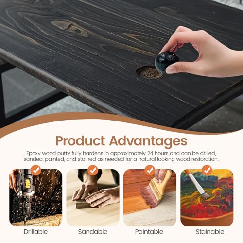 Boncart Epoxy Wood Putty, High Strength Filler Putty, Stainable 2-Part Epoxy Filler, 21.16 oz Structural Wood Repair Kit, Wooden Furniture Repair Kit for Damages (White) - Image 5
