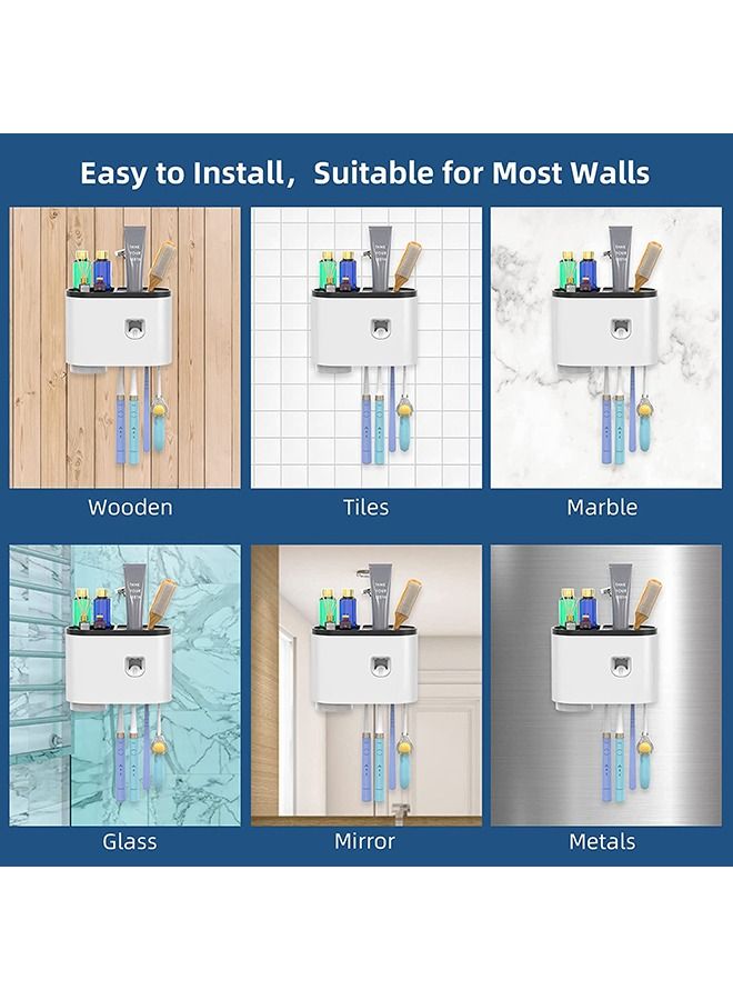 Arabest Wall-Mounted Toothbrush Holder for Bathrooms, Toothpaste Dispenser Squeezer Kit for Kids & Family Space Saving - Image 4