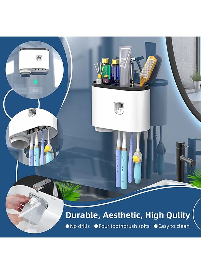 Arabest Wall-Mounted Toothbrush Holder for Bathrooms, Toothpaste Dispenser Squeezer Kit for Kids & Family Space Saving - Image 5