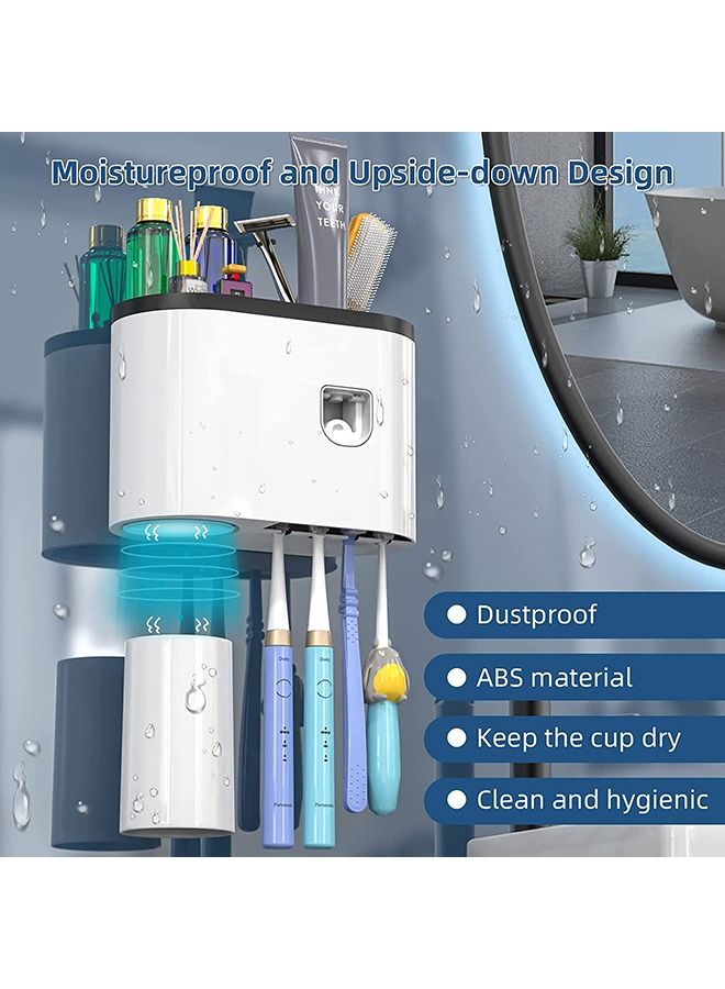 Arabest Wall-Mounted Toothbrush Holder for Bathrooms, Toothpaste Dispenser Squeezer Kit for Kids & Family Space Saving - Image 2