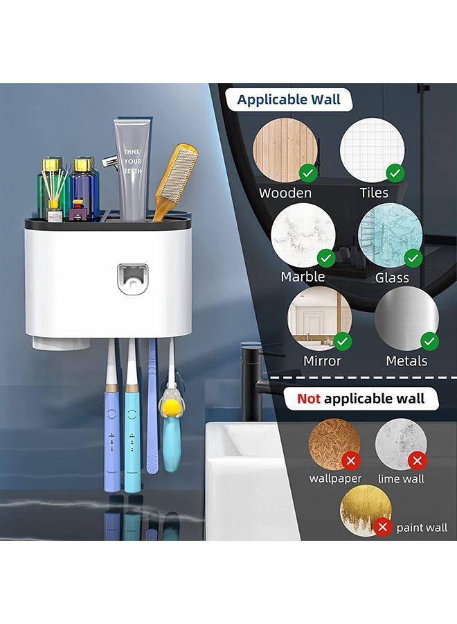 Arabest Wall-Mounted Toothbrush Holder for Bathrooms, Toothpaste Dispenser Squeezer Kit for Kids & Family Space Saving - Image 3