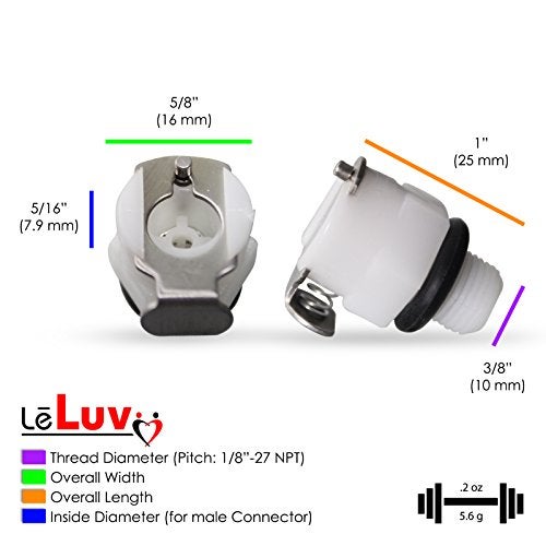 LeLuv Quick Disconnect Fitting - Female 1/4" to Male 1/8 inch NPT Nylon Stainless Steel Valve Cylinder Connector for Vacuum Pump Cylinder Cups, Quick-Connect Threaded Fitting - 2 Pack, Blue - Image 2