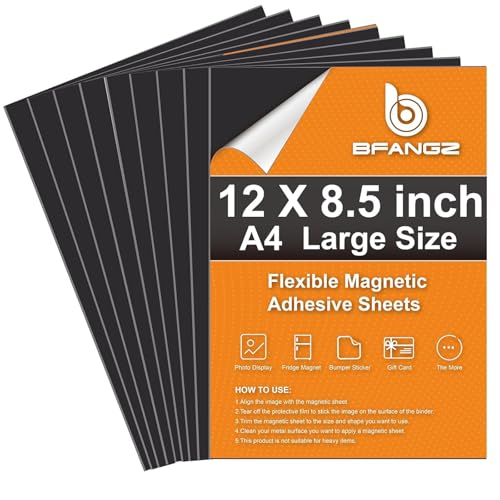 BFANGZ 10Pcs Large Magnetic Sheets with Adhesive Backing Flexible Strong Magnet Paper for Crafts Photos and Die Storage Easy to Cut (10Pcs, A4 Size 12×8.5inch) - Image 1