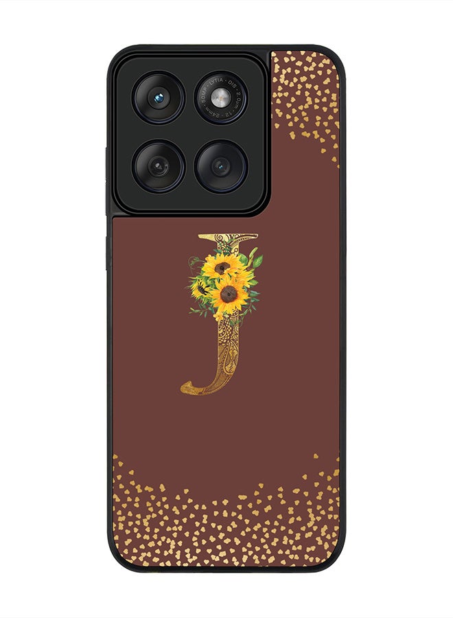 Stylizedd For Motorola MOTO Edge 60 Fusion/ Edge 60 Case,Slim fit Camera Protection, Shockproof Thin Phone cover  - Custom Floral Monogram - J  (Brown ) - Image 1