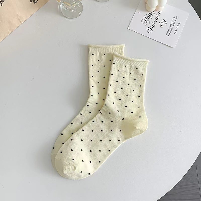 Cotton Socks Dot Pattern Breathable Summer Women Black - Image 5