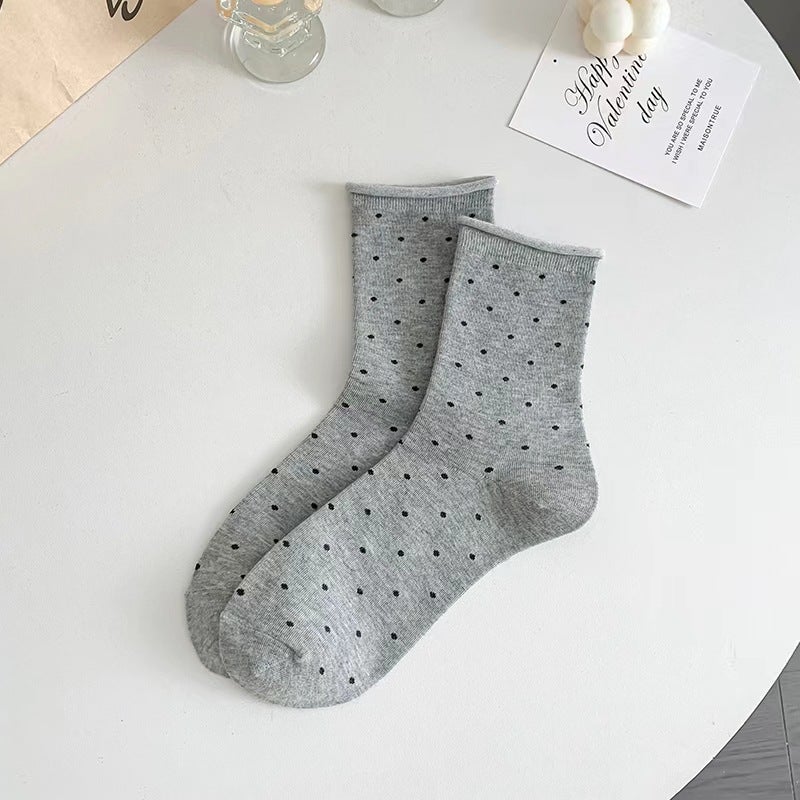 Cotton Socks Dot Pattern Breathable Summer Women Black - Image 3