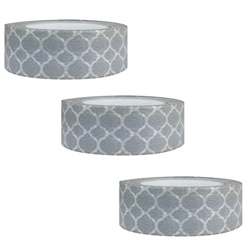 Wrapables Grey Marrakech Trellis Washi Masking Tape, Set of 3 - Image 1