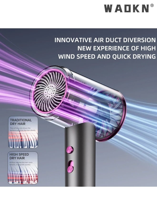WAOKN - Professional Ionic Hair Dryer, Powerful 2000W Fast Drying Low Noise Blow Dryer with Hair Dryer Quiet Hair Dryer Mini Hair Dryer 3 Temperature Settings with Hot/Cold Button Nozzle for Travel Home Salon - Image 1