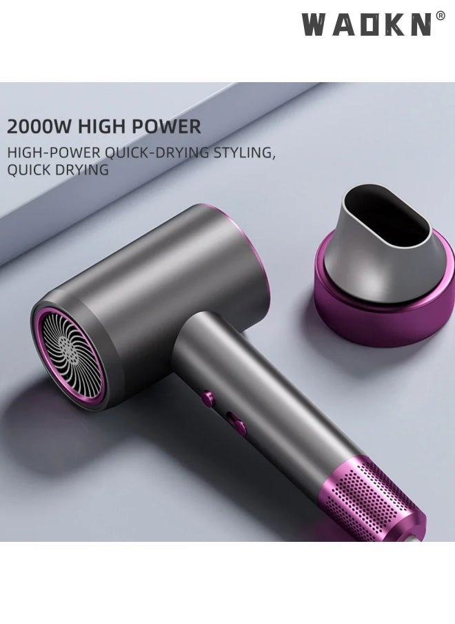WAOKN - Professional Ionic Hair Dryer, Powerful 2000W Fast Drying Low Noise Blow Dryer with Hair Dryer Quiet Hair Dryer Mini Hair Dryer 3 Temperature Settings with Hot/Cold Button Nozzle for Travel Home Salon - Image 1