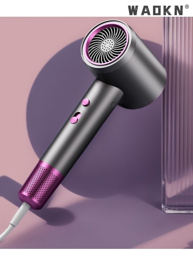 WAOKN - Professional Ionic Hair Dryer, Powerful 2000W Fast Drying Low Noise Blow Dryer with Hair Dryer Quiet Hair Dryer Mini Hair Dryer 3 Temperature Settings with Hot/Cold Button Nozzle for Travel Home Salon - Image 1