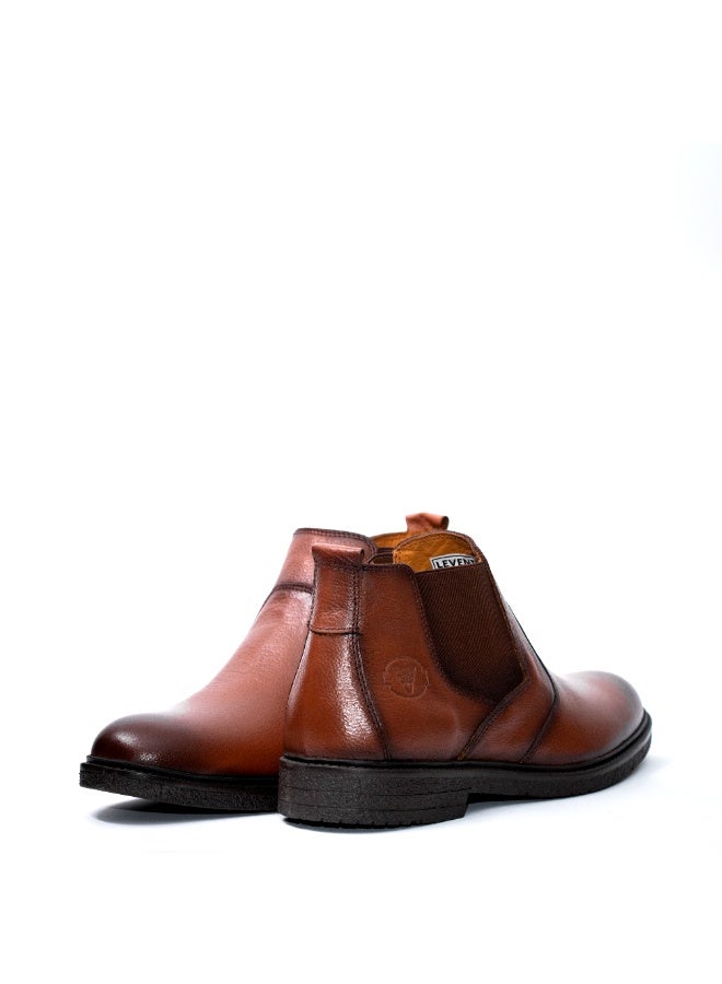 Levent Genuine Leather Men Chelsea Boots - Tan - Image 2