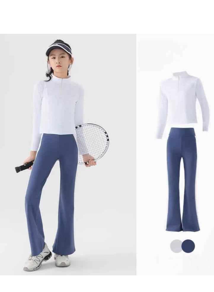 Children's Quick Drying Clothes Yoga Badminton Tennis Training Hooded Long Sleeved Sports Suit  - Image 1